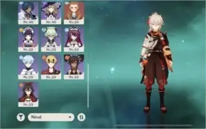 Ar45. Kazuha + jade, Eula + túmulo, xiao, kequing e qiqi