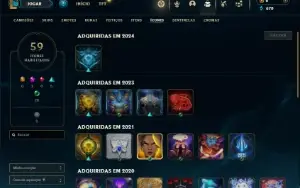 Platina 3 com 45 Champs e 7 Skins + 3 Vitoriosas