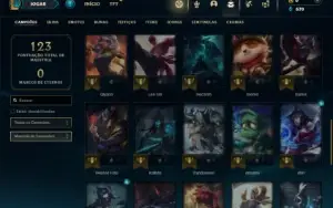 Platina 3 com 45 Champs e 7 Skins + 3 Vitoriosas