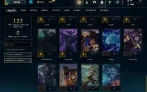 Platina 3 com 45 Champs e 7 Skins + 3 Vitoriosas