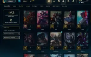 Platina 3 com 45 Champs e 7 Skins + 3 Vitoriosas