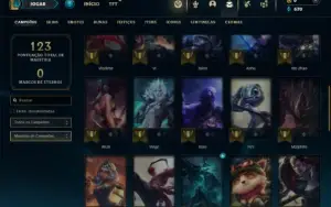 Platina 3 com 45 Champs e 7 Skins + 3 Vitoriosas