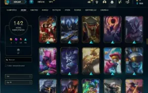 Unranked com 130 Champs e 142 Skins