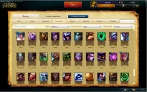 Todos os champions,20 páginas, Platina, 310 Skins, 82 ícones