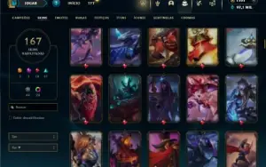 Esmeralda 4 com TODOS os champs e 167 Skins + Kayle Juiza