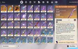 Raiden + arma assinatura + Zhongli + Nahida