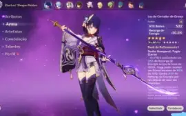 Raiden + arma assinatura + Zhongli + Nahida