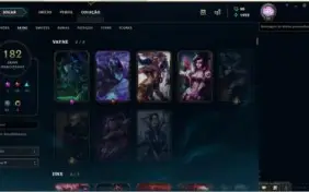 CONTA LOL;181SKINS+VAYNE LADRA DE ALMAS +126 CHAMPS+PLATINA5