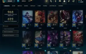 Ferro 1 com TODOS os Champs (120 Maestrias 7) e 256 Skins
