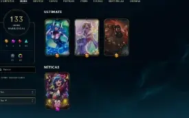 conta LOL, platina IV, 133 SKINS, 3 ultimate