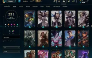Bronze 1 com TODOS os champs e 221 Skins + 2 Prestigios