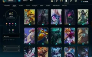 Conta Unranked com 90 Champs e 85 Skins ( MAIN SUP )