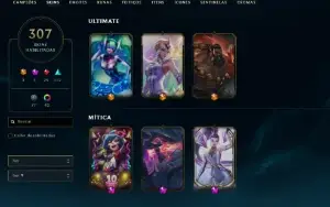 Conta do LoL Level 433 SEM ELO 307 skins