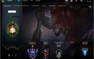 CONTA LEAGUE OF LEGENDS DIAMANTE 2 COM 259 SKINS