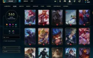 Conta Unranked com TODOS os champs e 340 Skins + 4 Prestigio