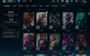 Conta Unranked com TODOS os champs e 340 Skins + 4 Prestigio