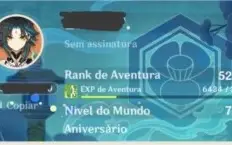 Conta AR 52 Xiao C1 + Childe + Baal + Mochileiro