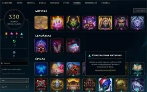 Conta League of Legends - conta main de 2017, plat, 190 skin
