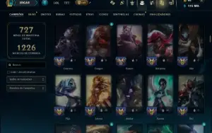 Unranked com TODOS os Champs e 287 Skins ( SUP / ADC / JG )