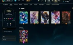 Unranked com TODOS os Champs e 287 Skins ( SUP / ADC / JG )