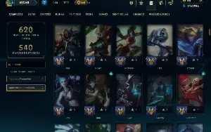 Ouro 3 com TODOS os Champs e 299 Skins ( MID / JG / ADC )