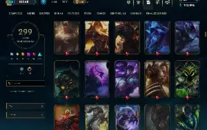 Ouro 3 com TODOS os Champs e 299 Skins ( MID / JG / ADC )