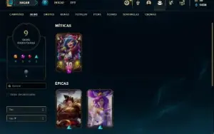 Conta Unranked com 36 Champs e 9 Skins + 2 Fragmentos