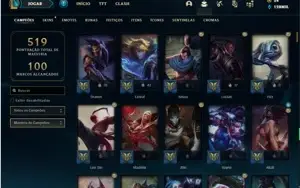 Conta ouro 4 com TODOS os champs e 148 Skins + 4 Vitoriosas
