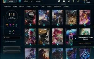 Conta ouro 4 com TODOS os champs e 148 Skins + 4 Vitoriosas