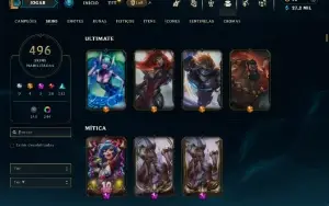 Esmeralda 1 com TODOS os champs e 496 Skins (SUP / ADC / JG)