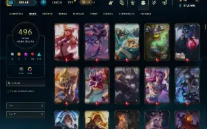Esmeralda 1 com TODOS os champs e 496 Skins (SUP / ADC / JG)