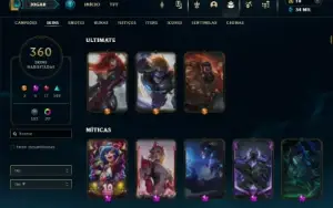 Platina 2 com TODOS os champs e 360 Skins + 9 Vitoriosas