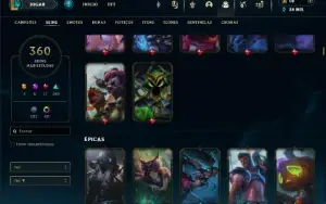 Platina 2 com TODOS os champs e 360 Skins + 9 Vitoriosas