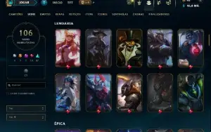 Conta bronze 3 com TODOS os champs e 106 Skins
