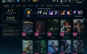 Conta bronze 3 com TODOS os champs e 106 Skins