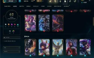 Unranked com  90 Champs e 62 Skins ( MAIN ADC )