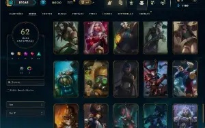Unranked com  90 Champs e 62 Skins ( MAIN ADC )