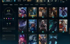 Unranked com  90 Champs e 62 Skins ( MAIN ADC )
