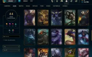 Unranked com 105 Champs e 44 Skins