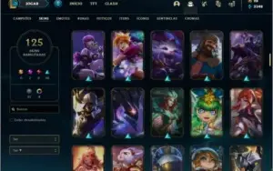 Conta prata 4 com 125 skins e 145 champs