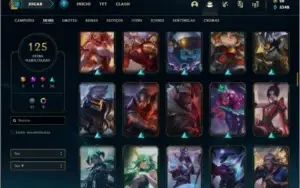Conta prata 4 com 125 skins e 145 champs
