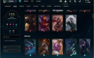 Conta prata 4 com 125 skins e 145 champs