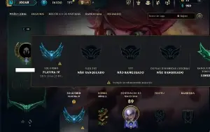 Platina 4 com 45 Champs e 9 Skins + 2 Fragmentos