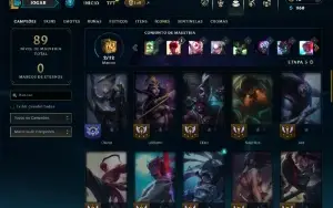 Platina 4 com 45 Champs e 9 Skins + 2 Fragmentos