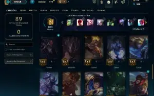 Platina 4 com 45 Champs e 9 Skins + 2 Fragmentos