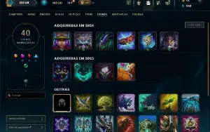 Platina 4 com 45 Champs e 9 Skins + 2 Fragmentos