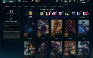 Platina 4 com 45 Champs e 9 Skins + 2 Fragmentos