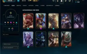 Platina 4 com 45 Champs e 9 Skins + 2 Fragmentos