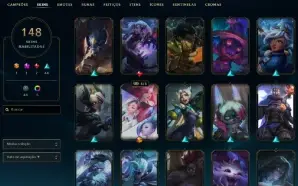 Bronze 4 com TODOS os champs e 148 Skins ( Nivel 491 )