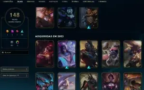 Bronze 4 com TODOS os champs e 148 Skins ( Nivel 491 )